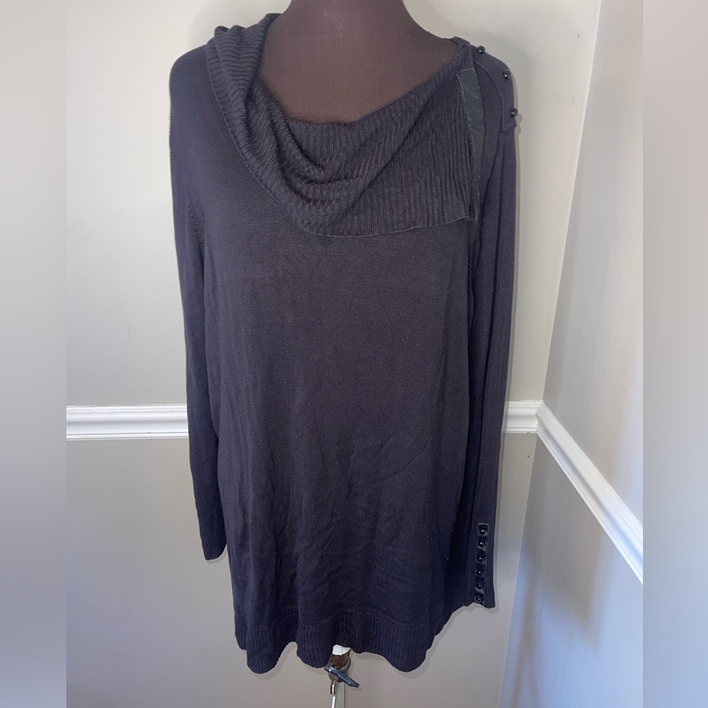 Avenue Black Sweater Detail Collar Sleeves 22/24 Plus‎ Size